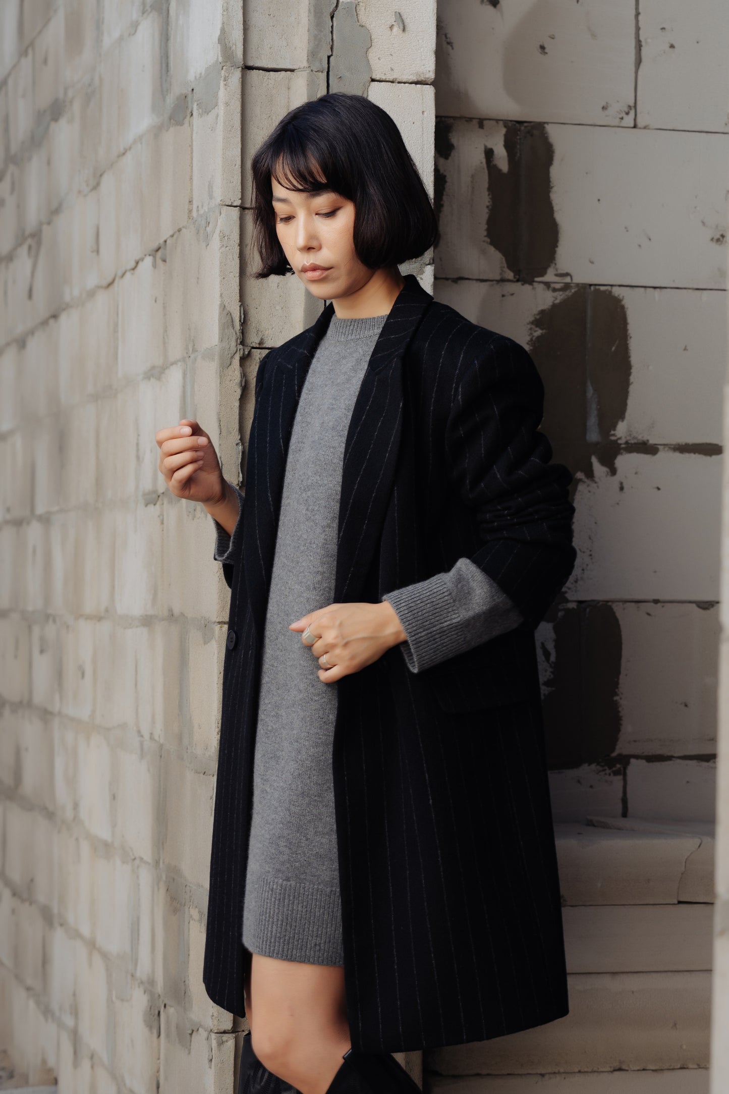 Pinstripe Midi Coat