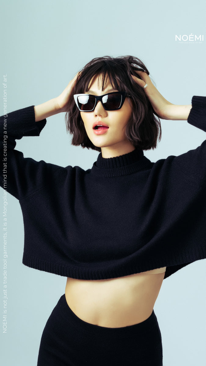 Cropped Crew-Neck Sweater