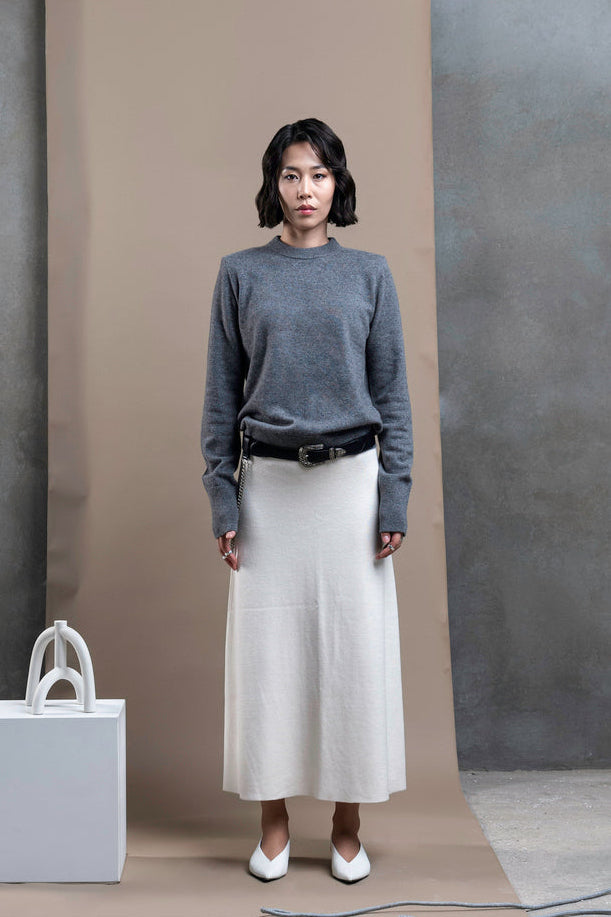 Shoulder-Padded Crew-Neck Sweater