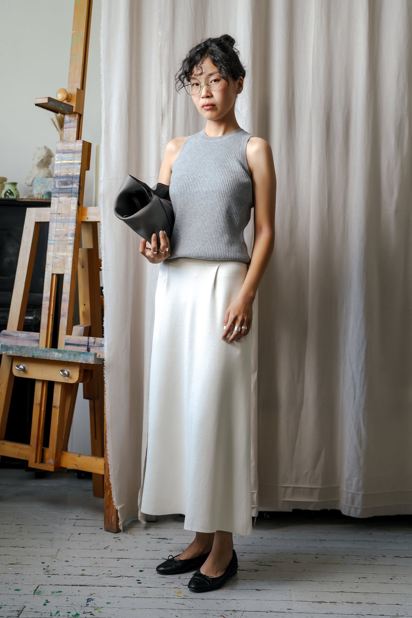 Bell-Maxi Silk Skirt