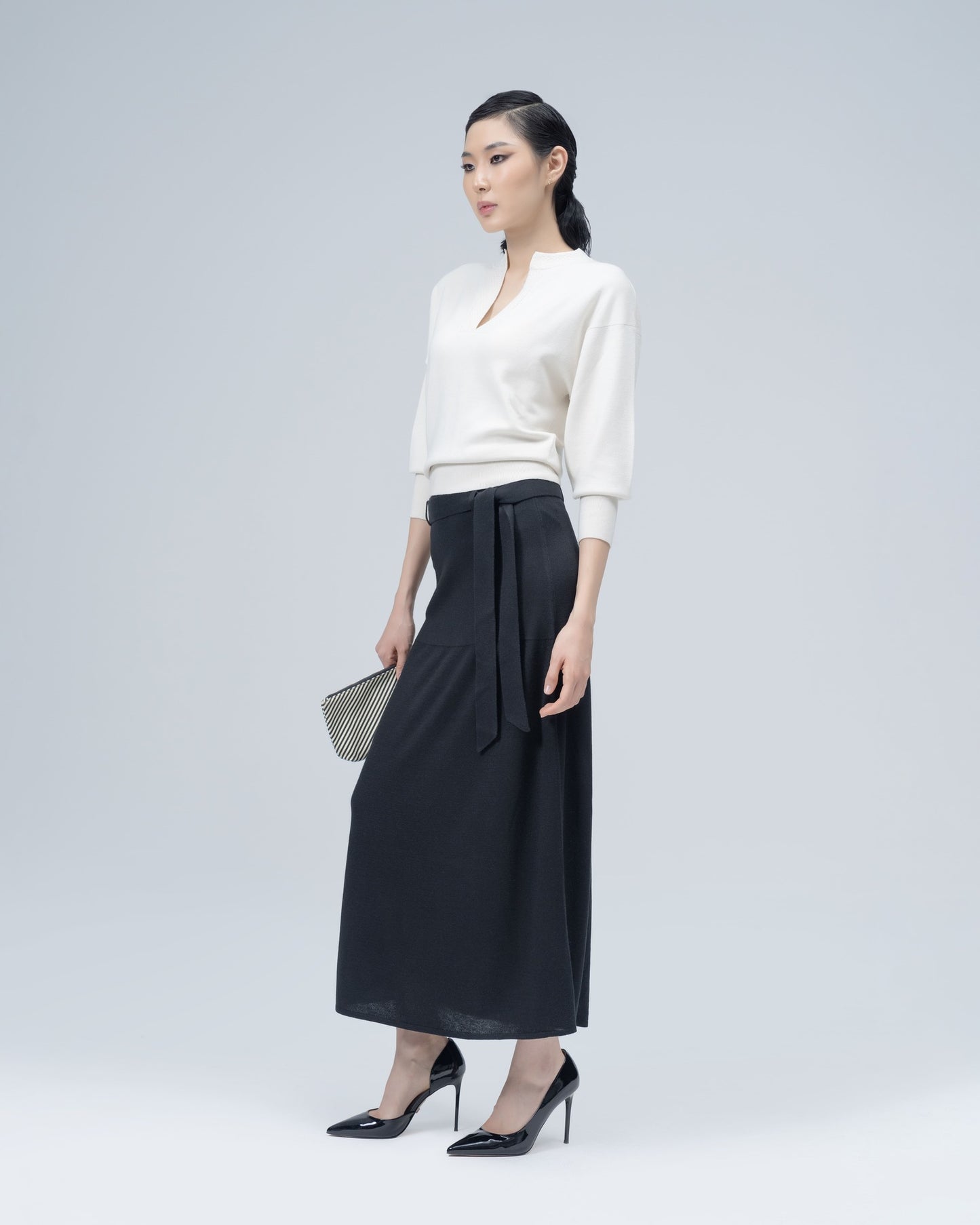 Bell-Maxi Silk Skirt
