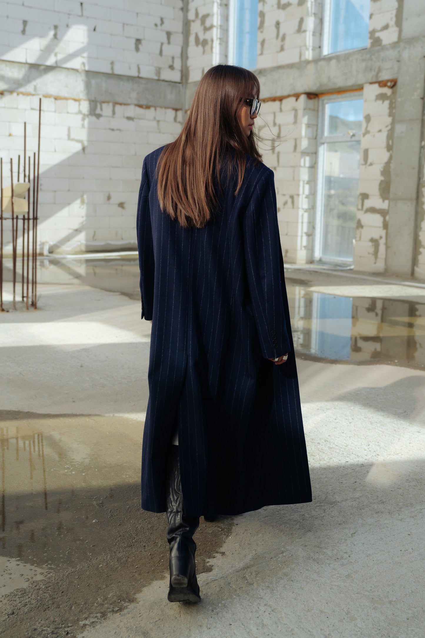 Pinstripe Maxi Coat