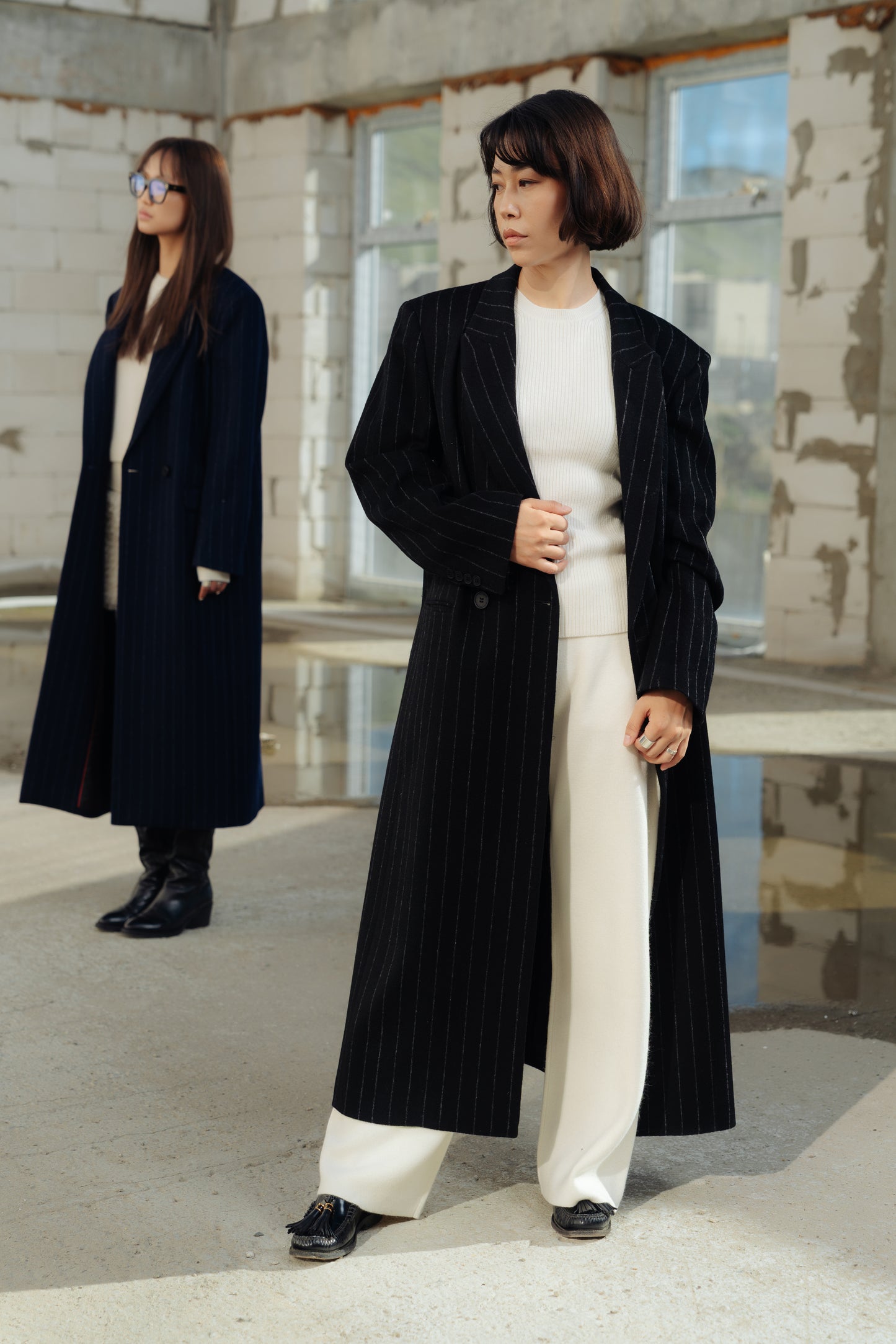Pinstripe Maxi Coat