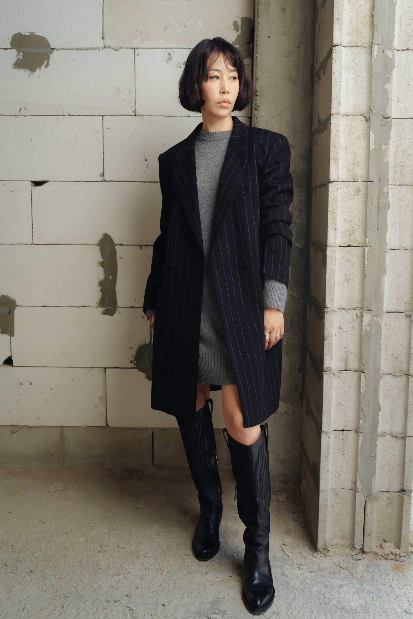 Pinstripe Midi Coat