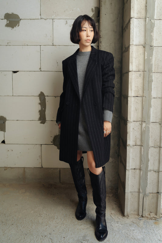 Pinstripe Midi Coat