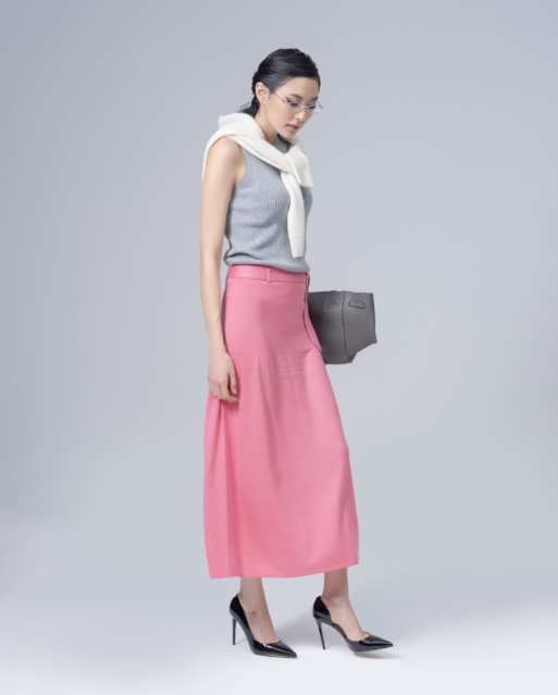 Bell-Maxi Silk Skirt