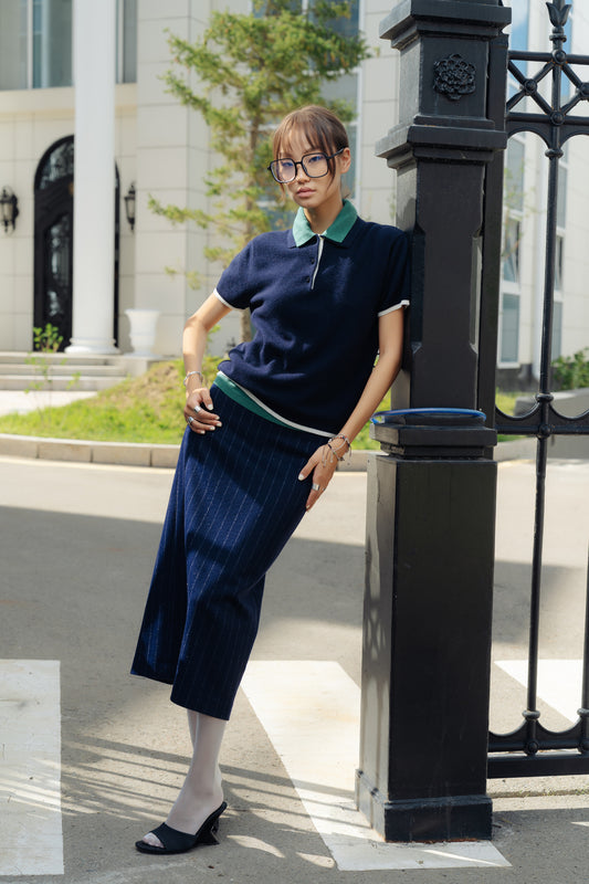 Pinstripe Maxi Pencil Skirt