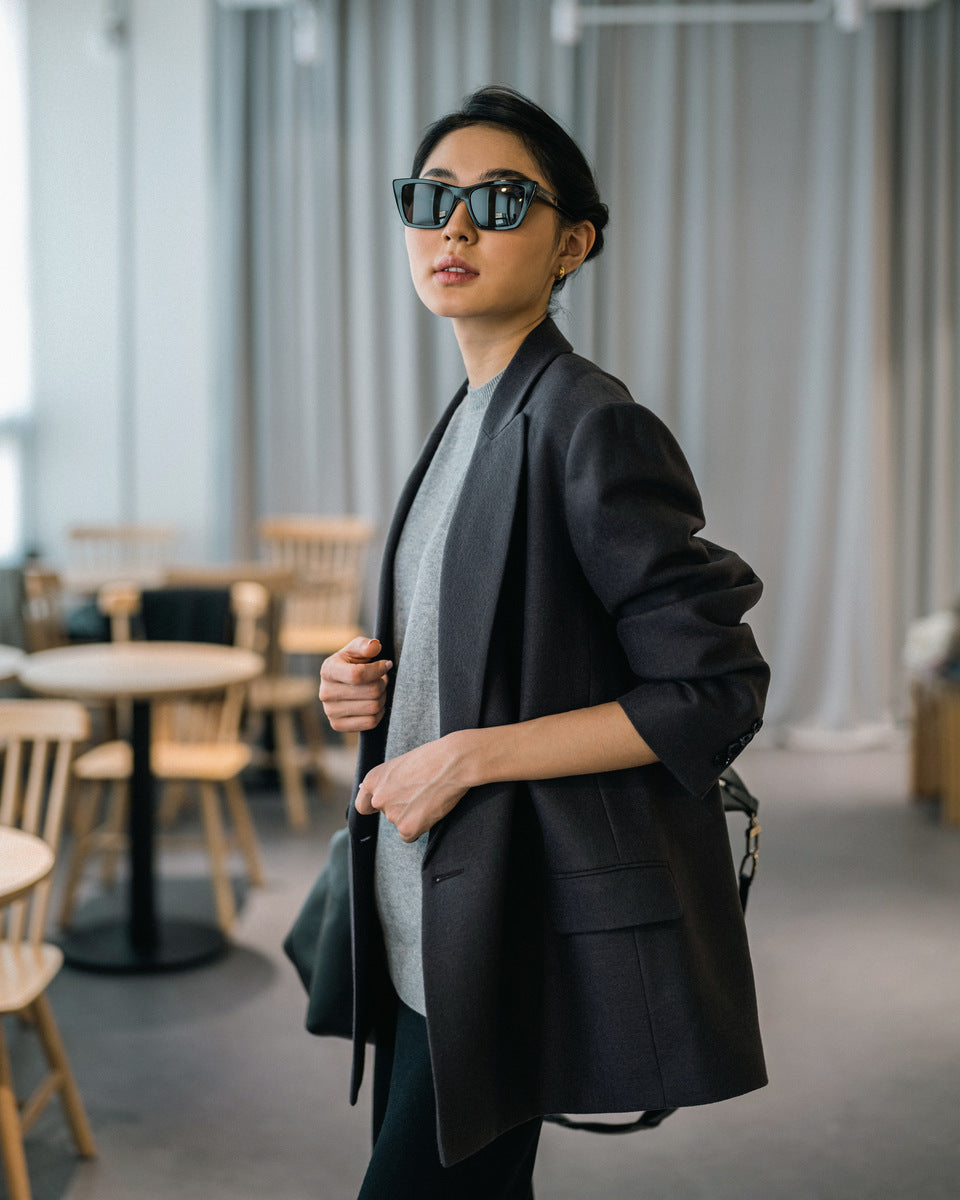 Peak-Lapel Wool Blazer
