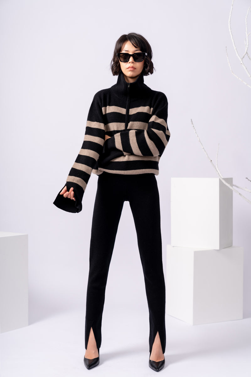 Striped Zip Cardigan